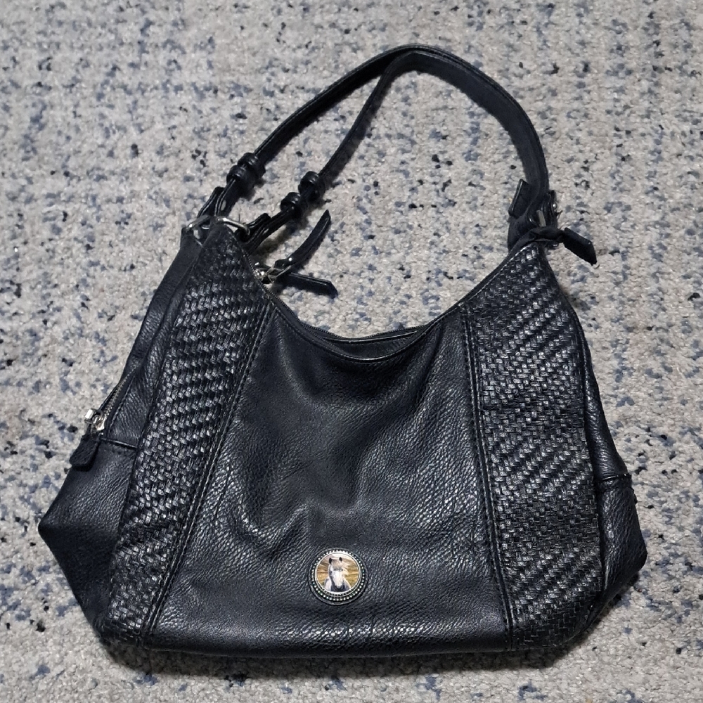 Source Unknown Black Textured Shoulder Bag